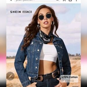 SHEIN Essnce Button Front Flap Pocket Trucker Denim Jacket